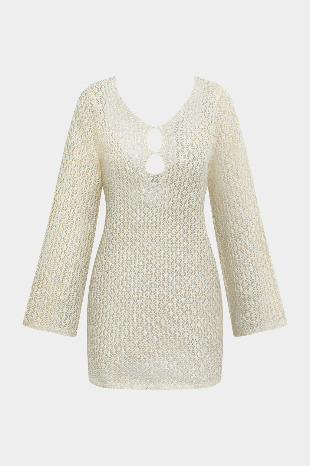 Knitted Cut Out Backless Long Sleeve Mini Dress