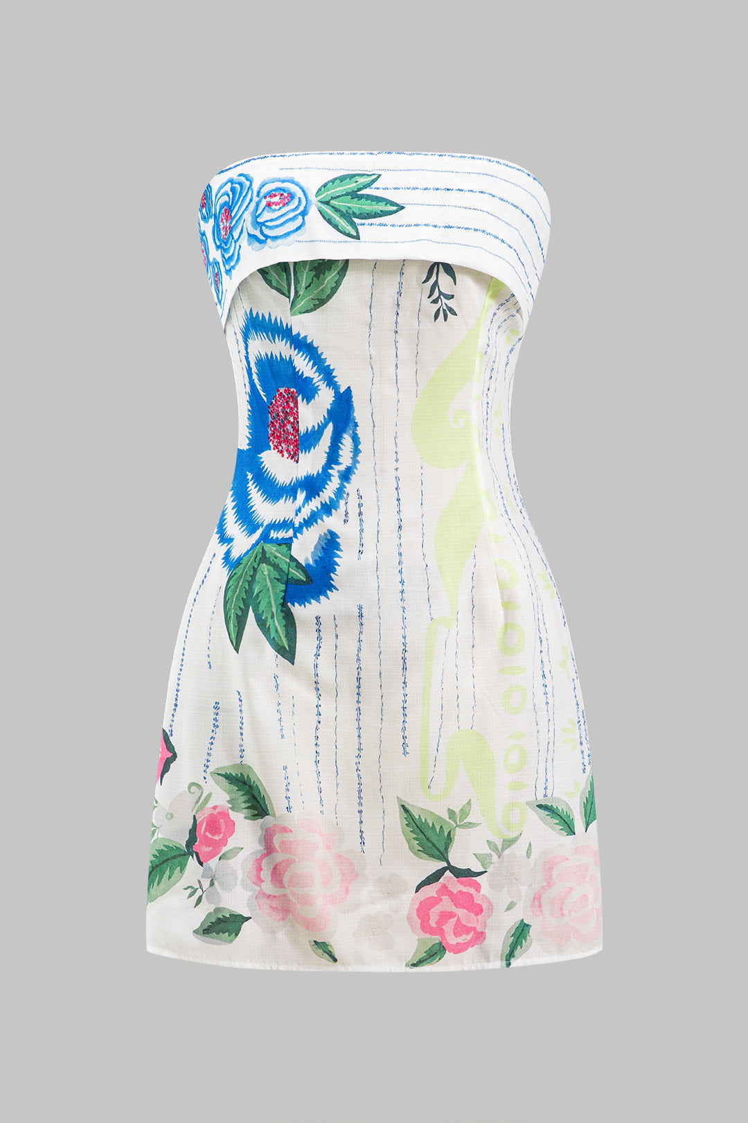 Vestido Mini Sin Mangas Con Cierre Estampado Floral