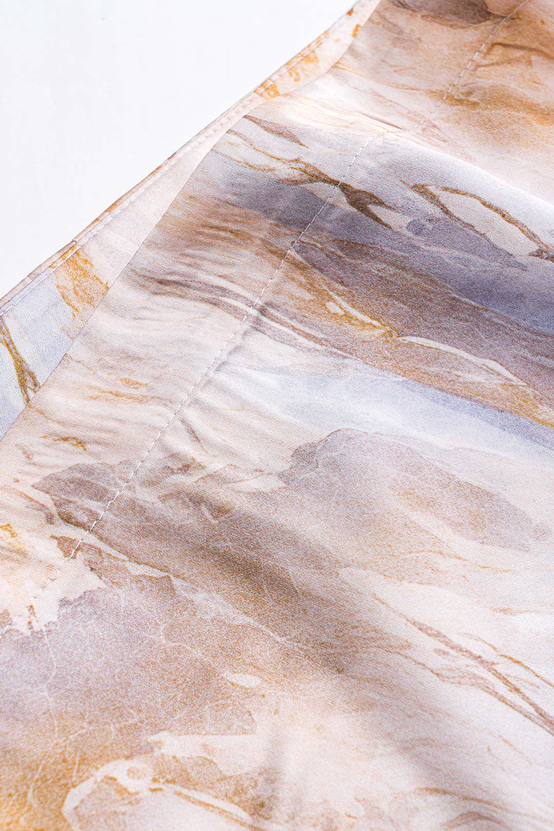 Abstract Print Ruched Satin Tie Front Skirt