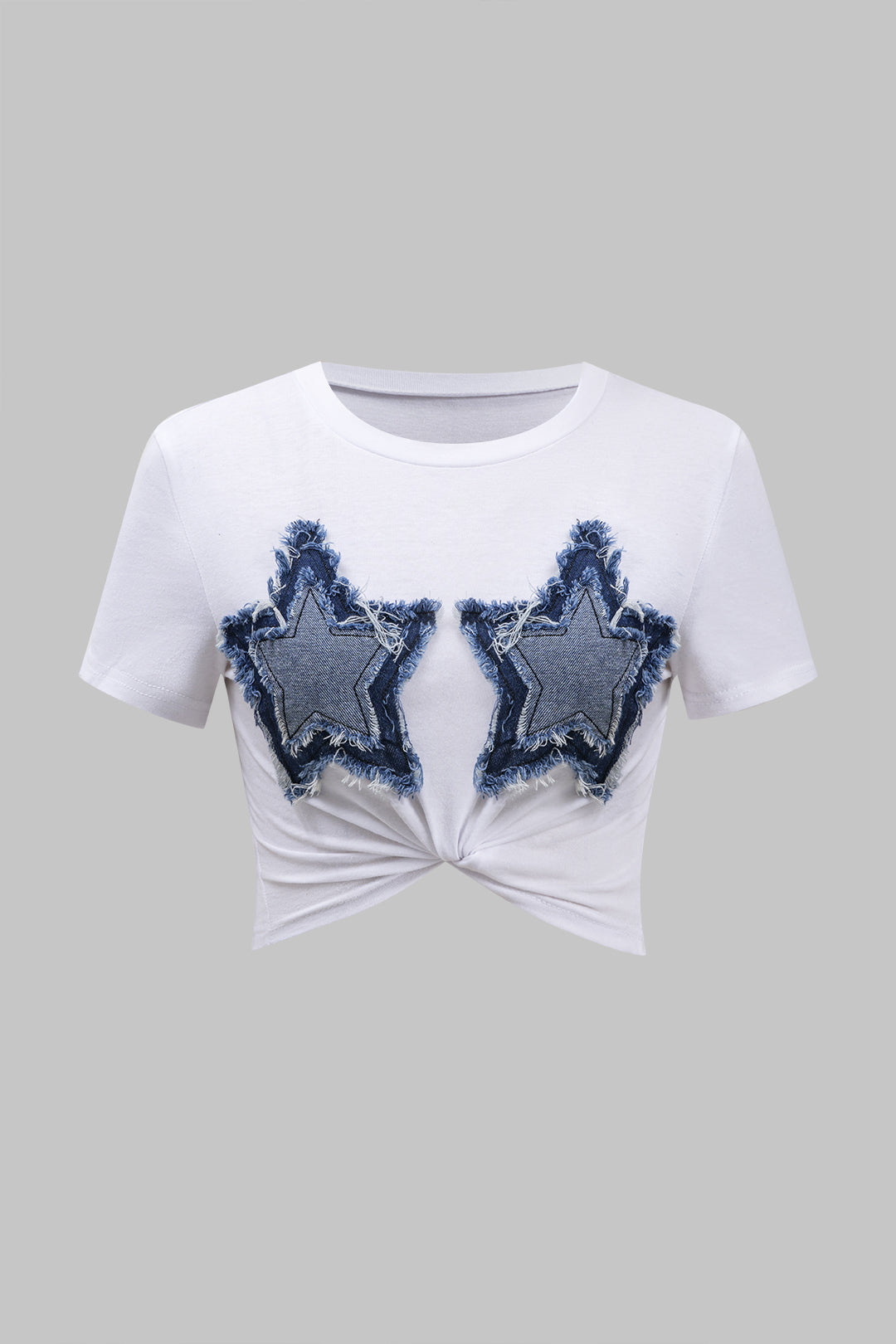 Camiseta Estrella Rasgada Patchwork Nudo Torcido MangaCorta
