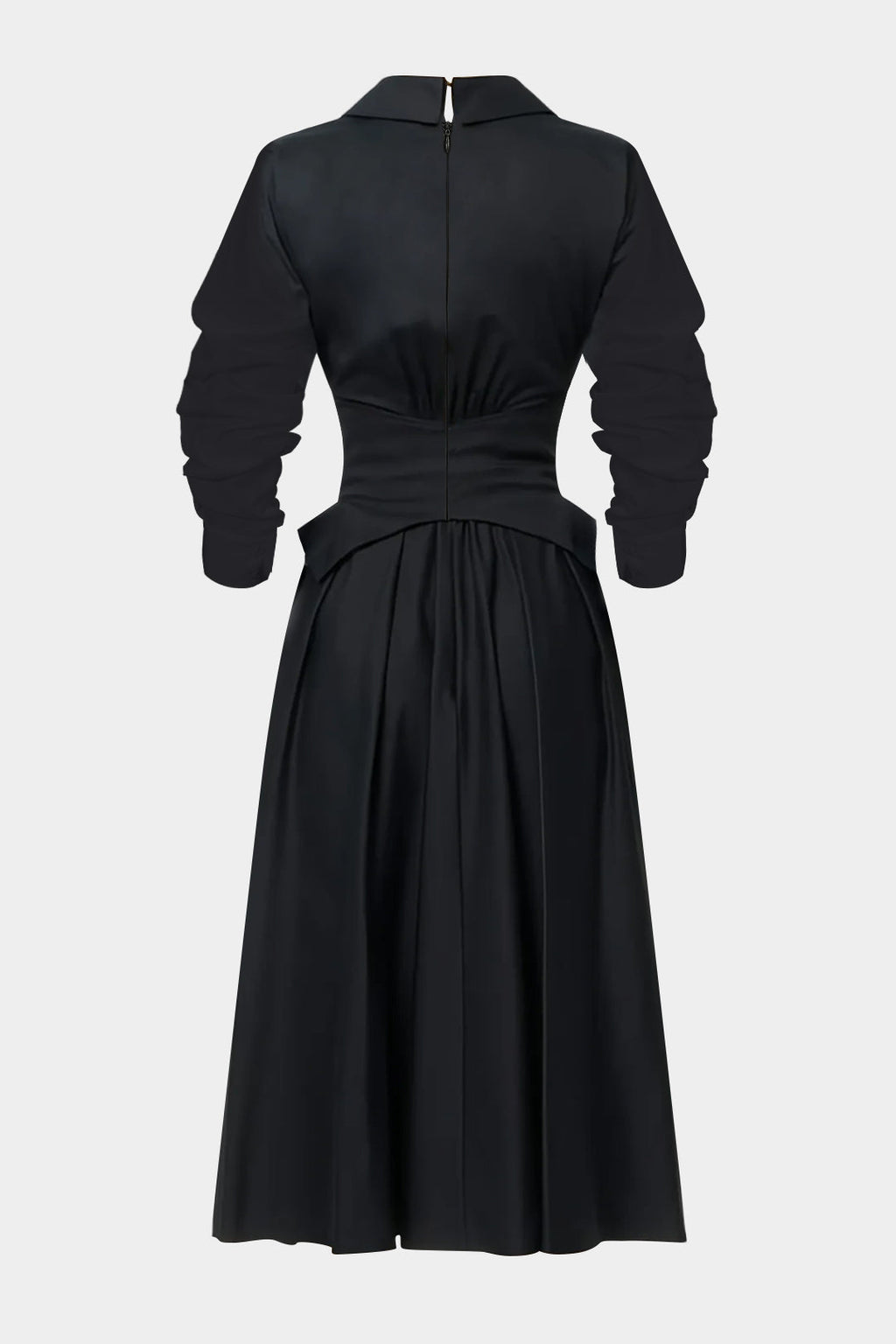 שמלת מידי עם רוכסן וחגורה במותן עם שרוולים ארוכים 