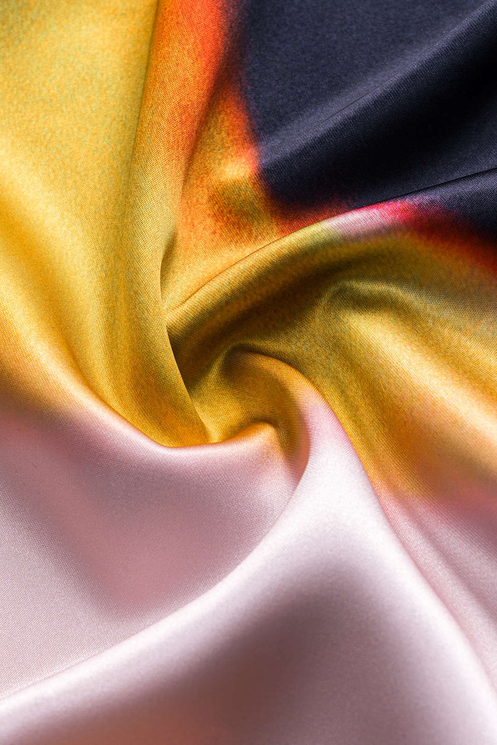 Contrast Print Satin Zipper Skirt