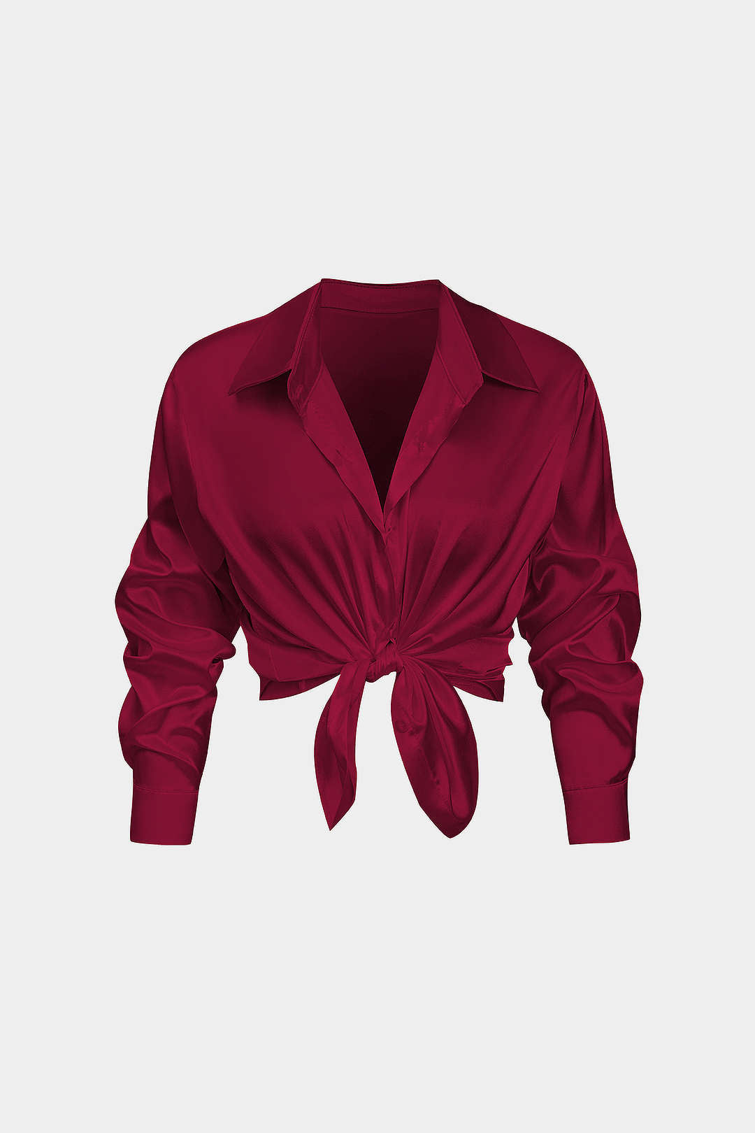 Camisa Satinada De Manga Larga Con Silueta Elegante
