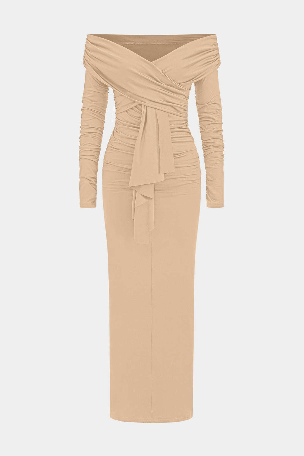 Vestido Maxi De Un Hombro Con Volantes Y Drapé Elegante