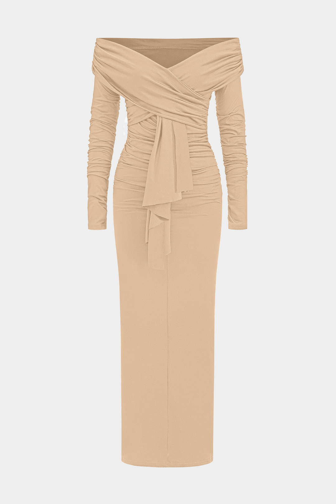Vestido Maxi De Un Hombro Con Volantes Y Drapé Elegante