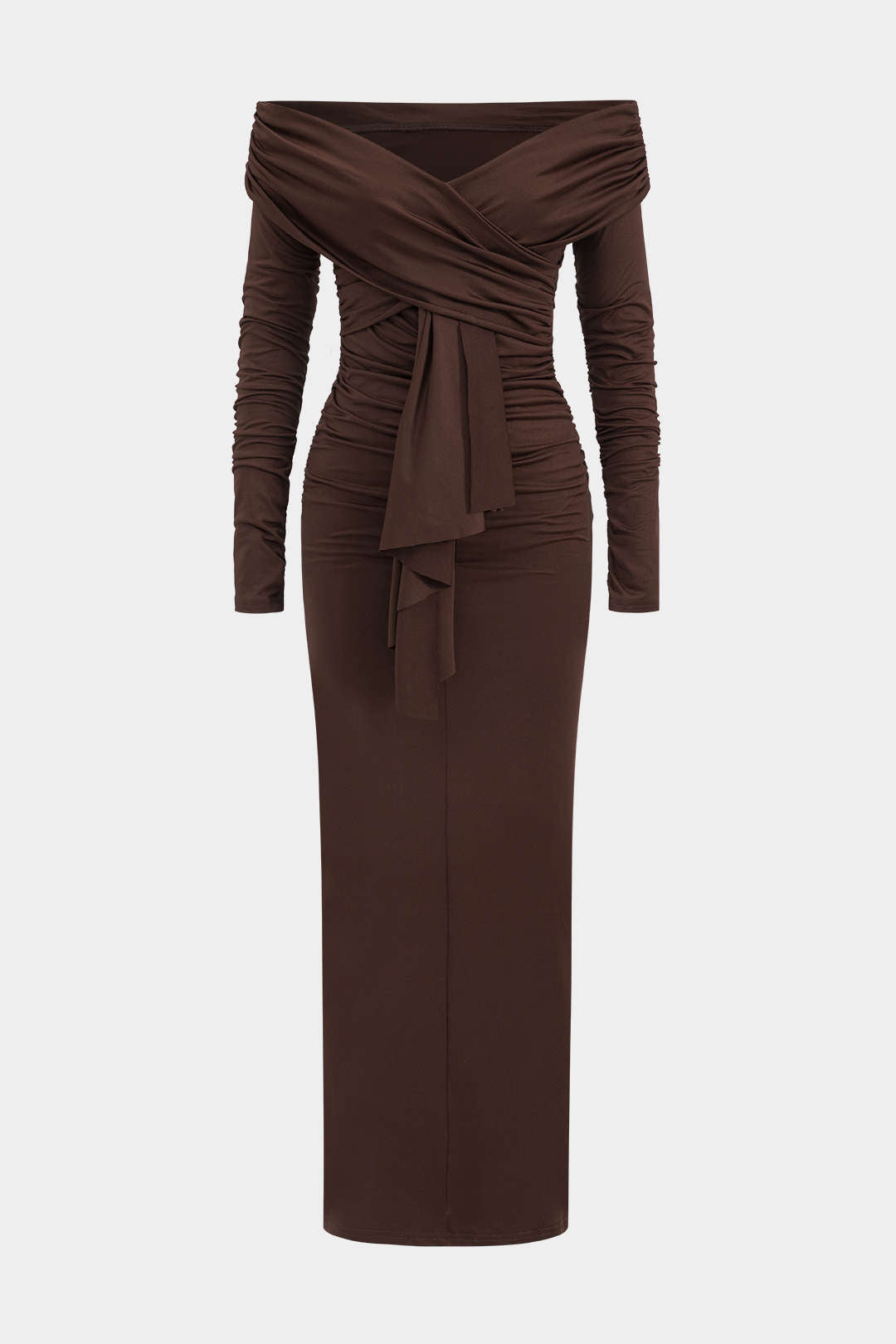 Vestido Maxi De Un Hombro Con Volantes Y Drapé Elegante