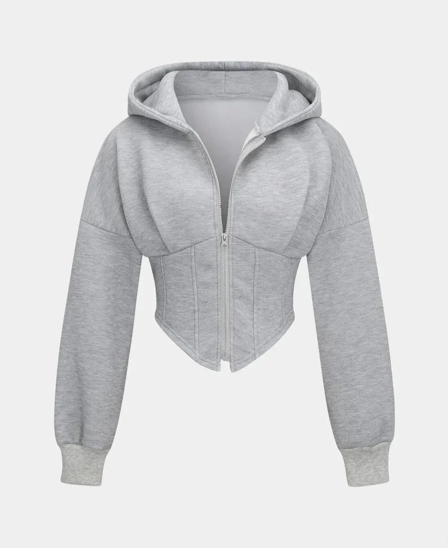 Chaqueta Varsity Silueta Minimalista Gris Para Mujer