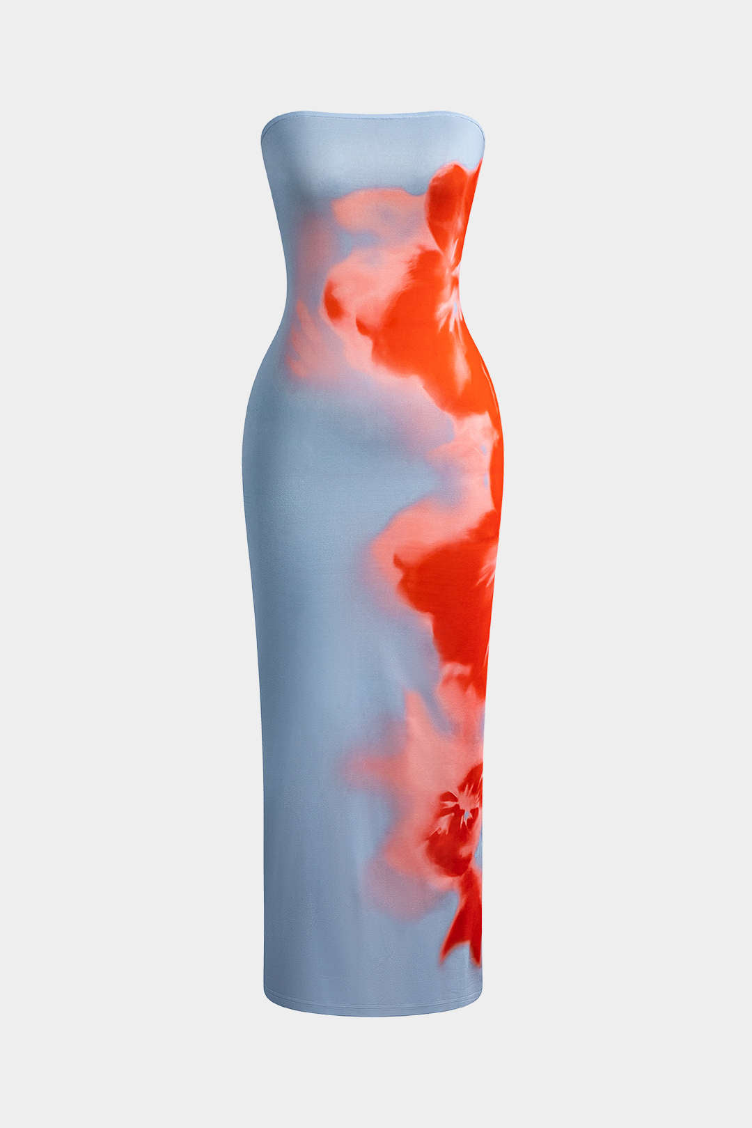 Vestido Maxi Con Estampado Floral Rendija Elegante