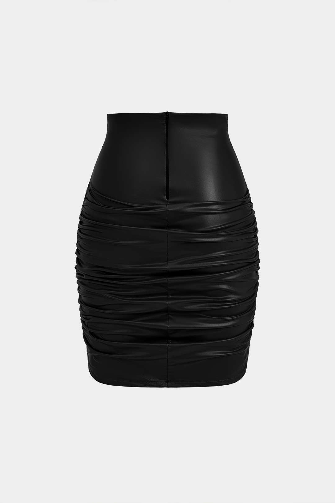 Falda De Cuero Sintético Con Volantes Moderna Y Elegante