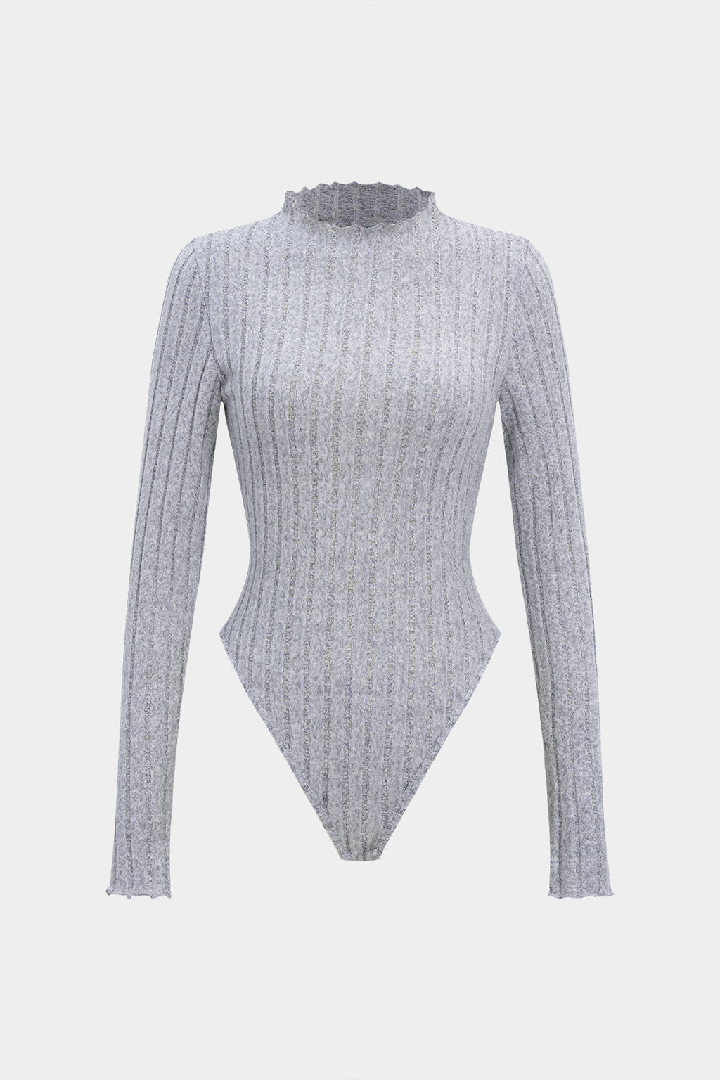 Scallop Edge Ribbed Long Sleeve Bodysuit