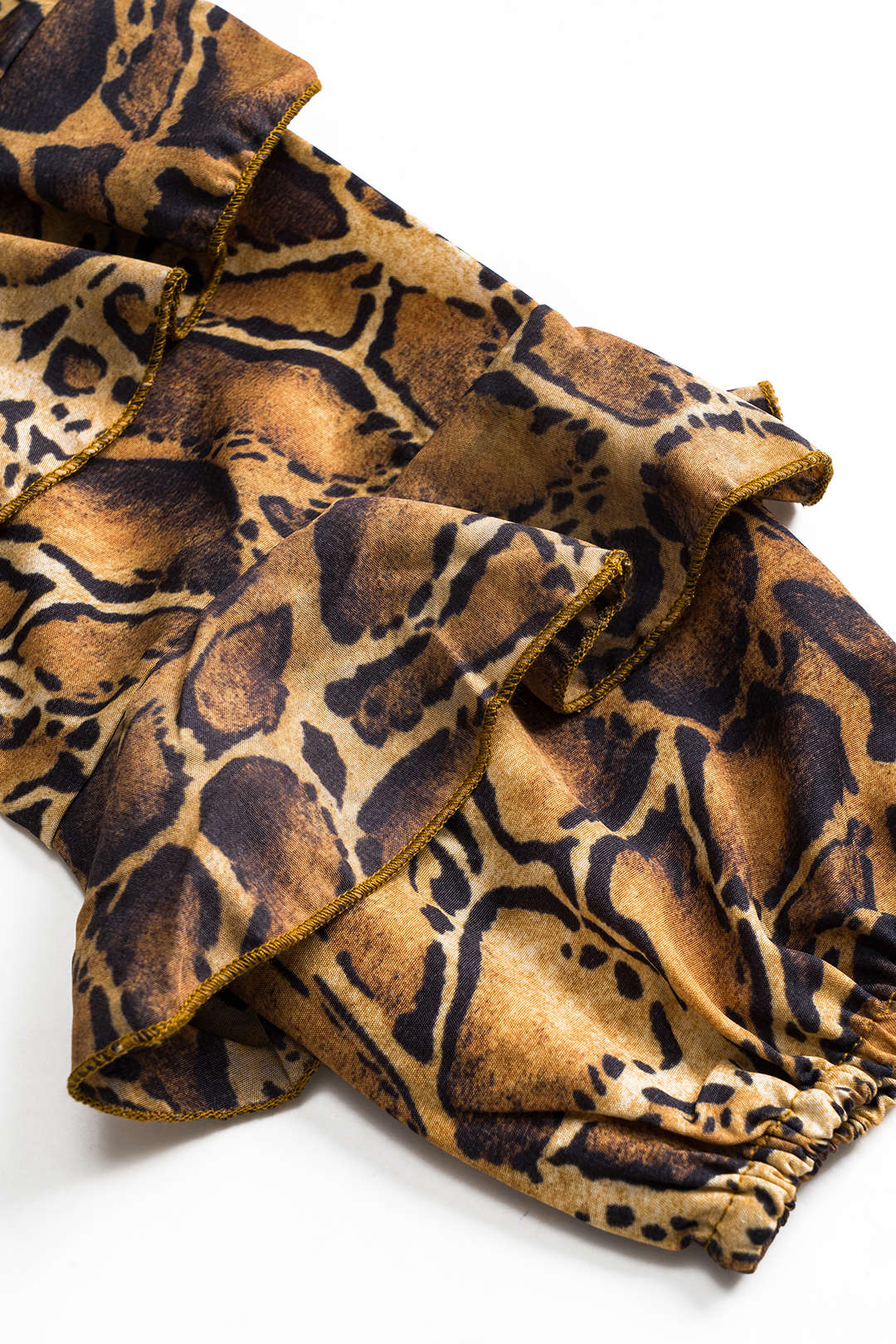 חולצה ארוכת שרוולים עם הדפס נמר וקשירה מלפנים 