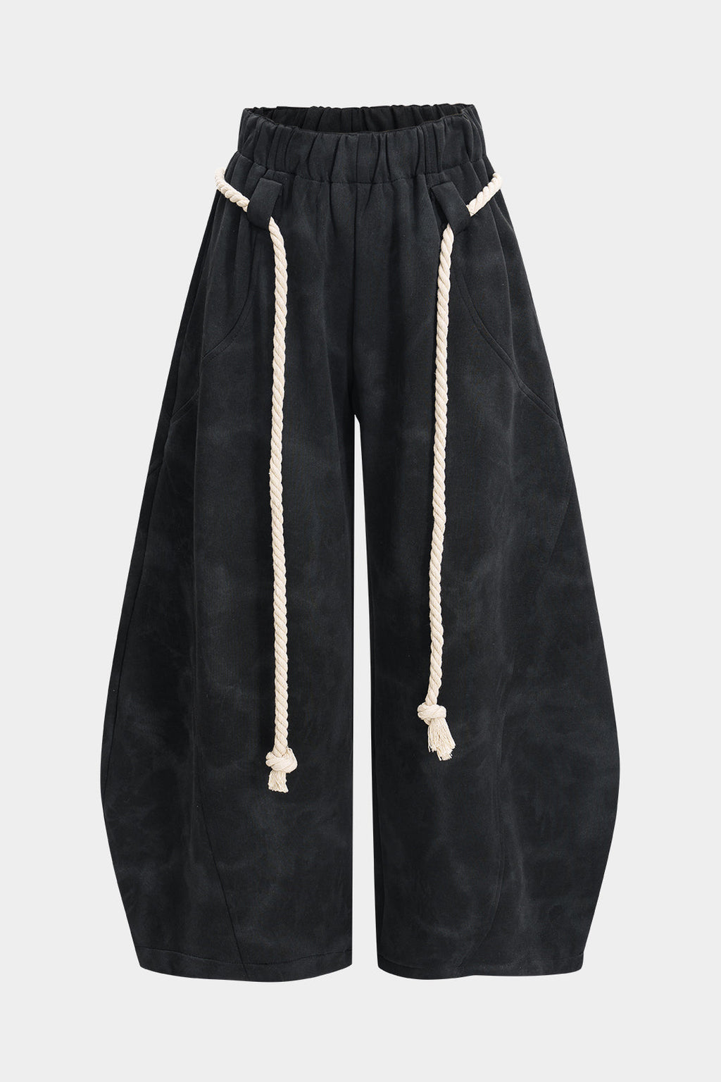 Pantalones Anchos Con Cordón Tie Dye Mármol Para Mujeres
