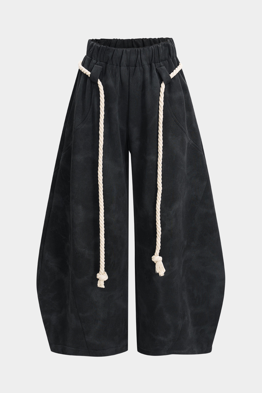 Pantalones Anchos Con Cordón Tie Dye Mármol Para Mujeres