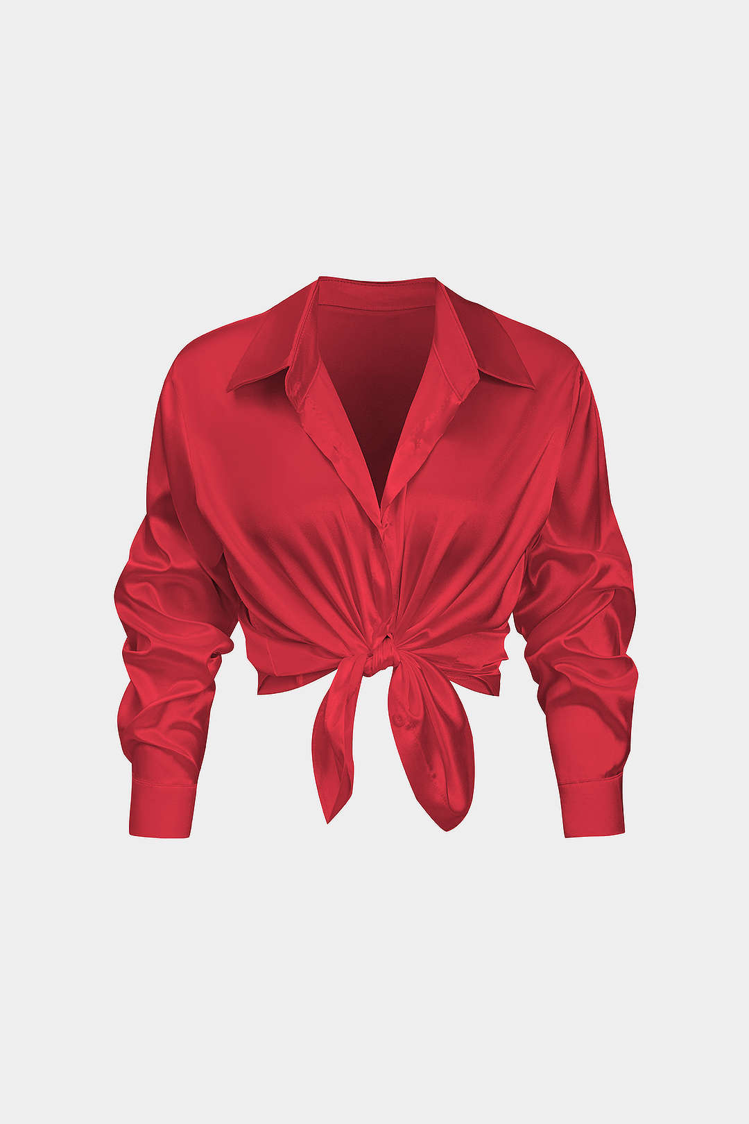 Camisa Satinada De Manga Larga Con Silueta Elegante