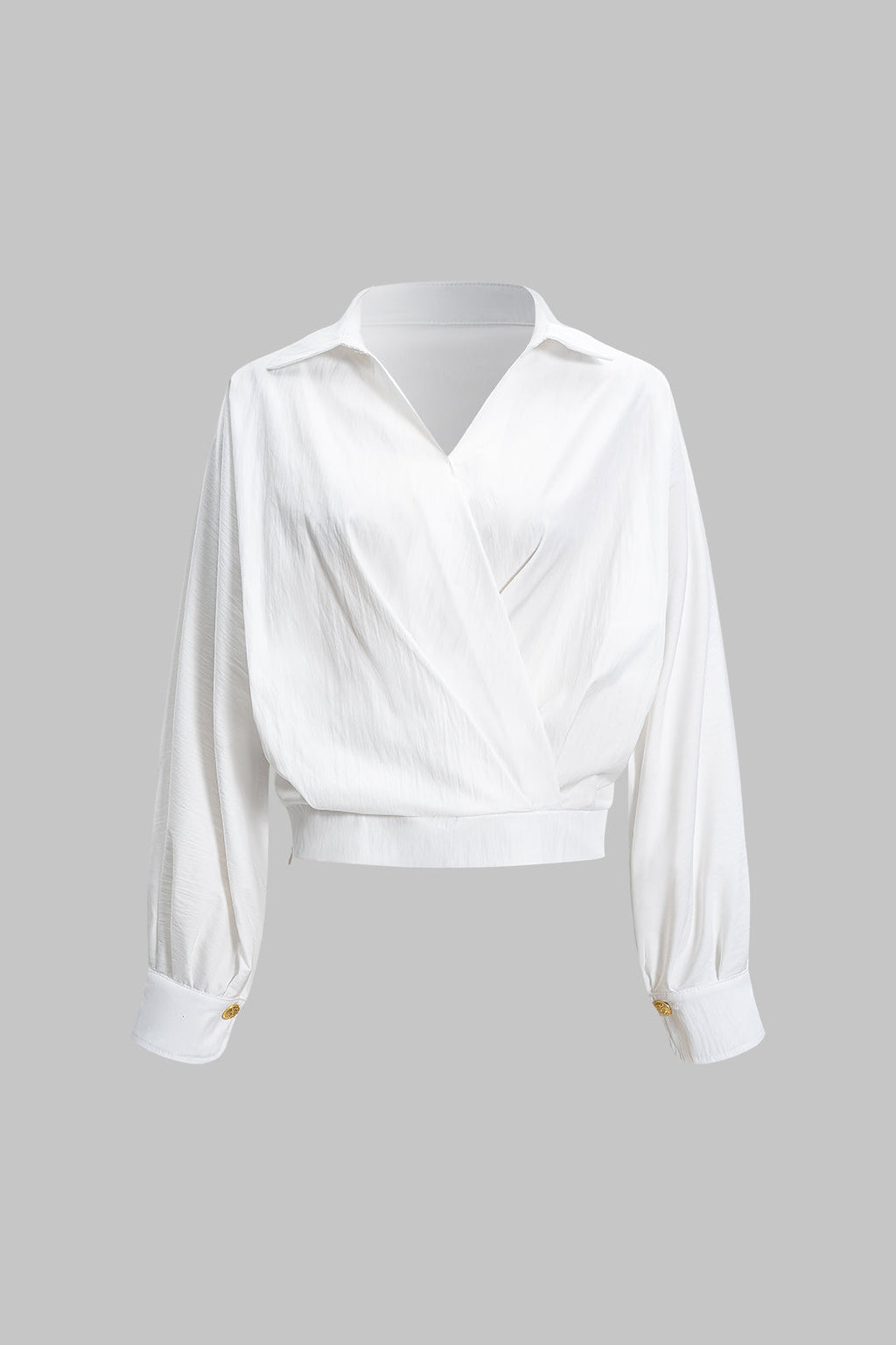 חולצה ארוכת שרוולים עם צווארון V וקשת 