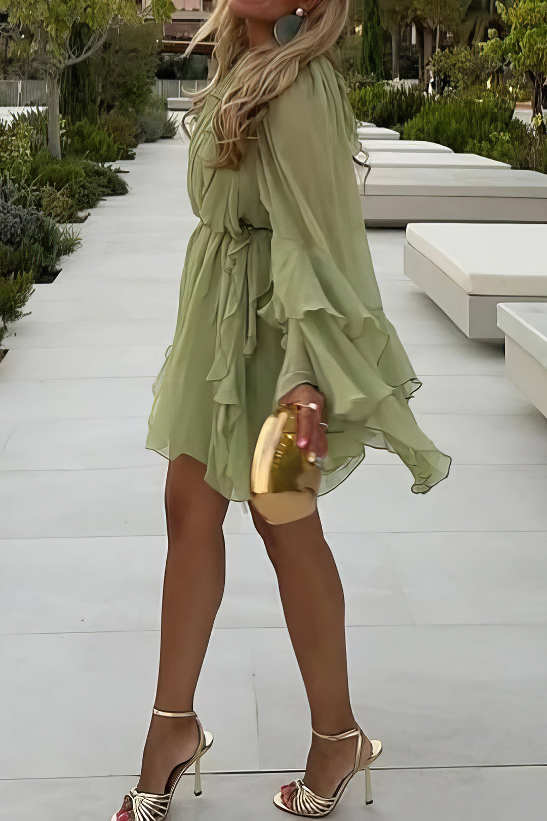 חולצה ארוכת שרוולים עם קפלים ושכבות 