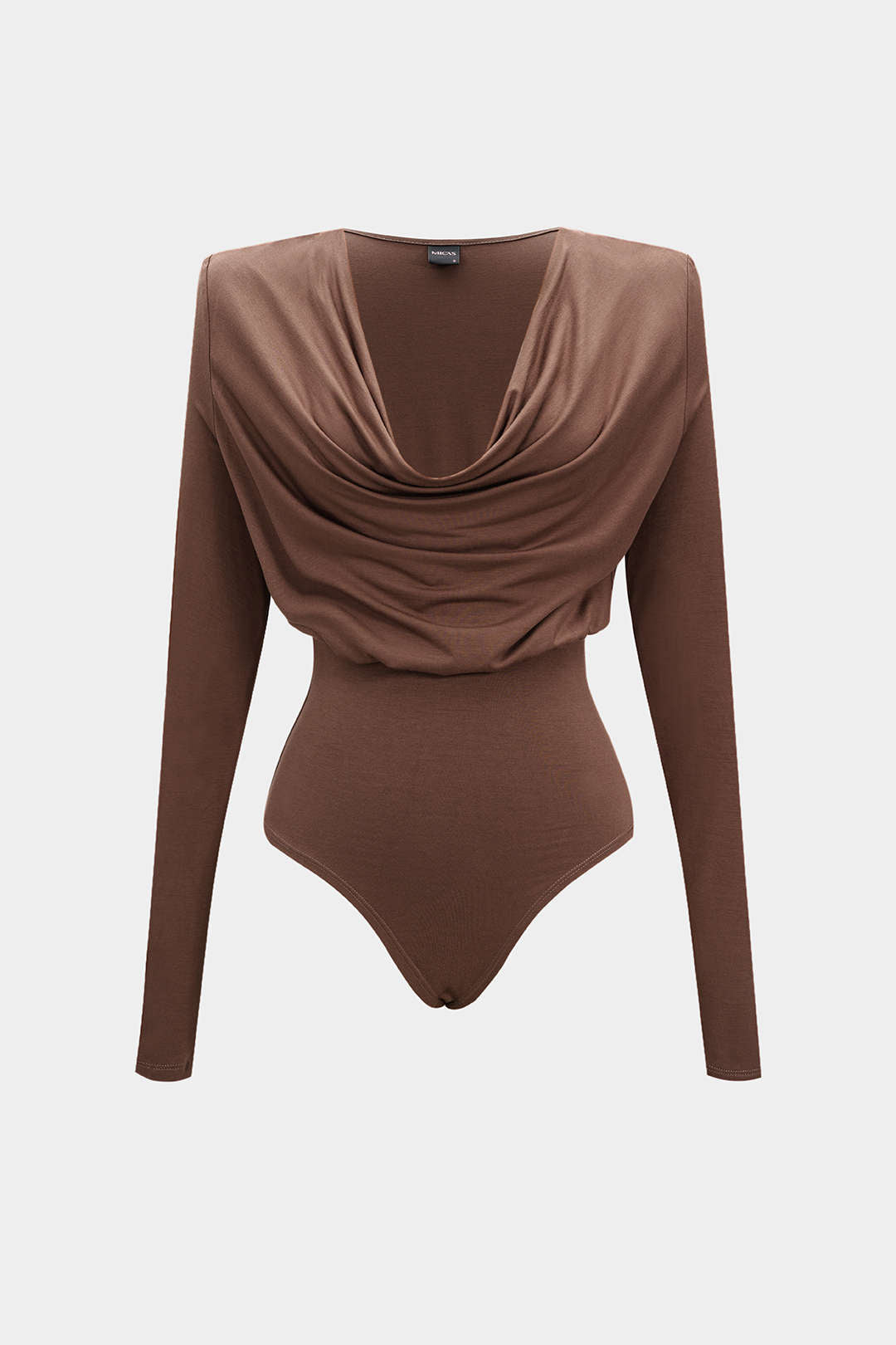 Draped Cowl Neck Long Sleeve Bodysuit