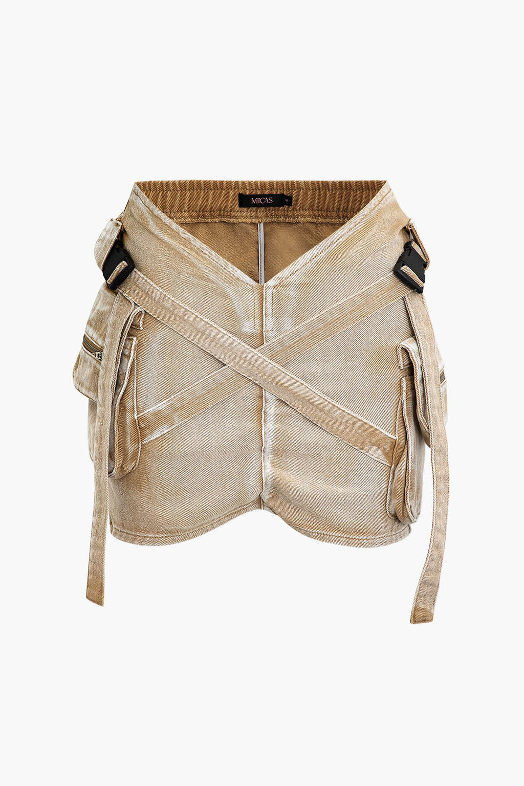 Falda Denim Cargo Cintura Elástica Con Bolsillos Clásica