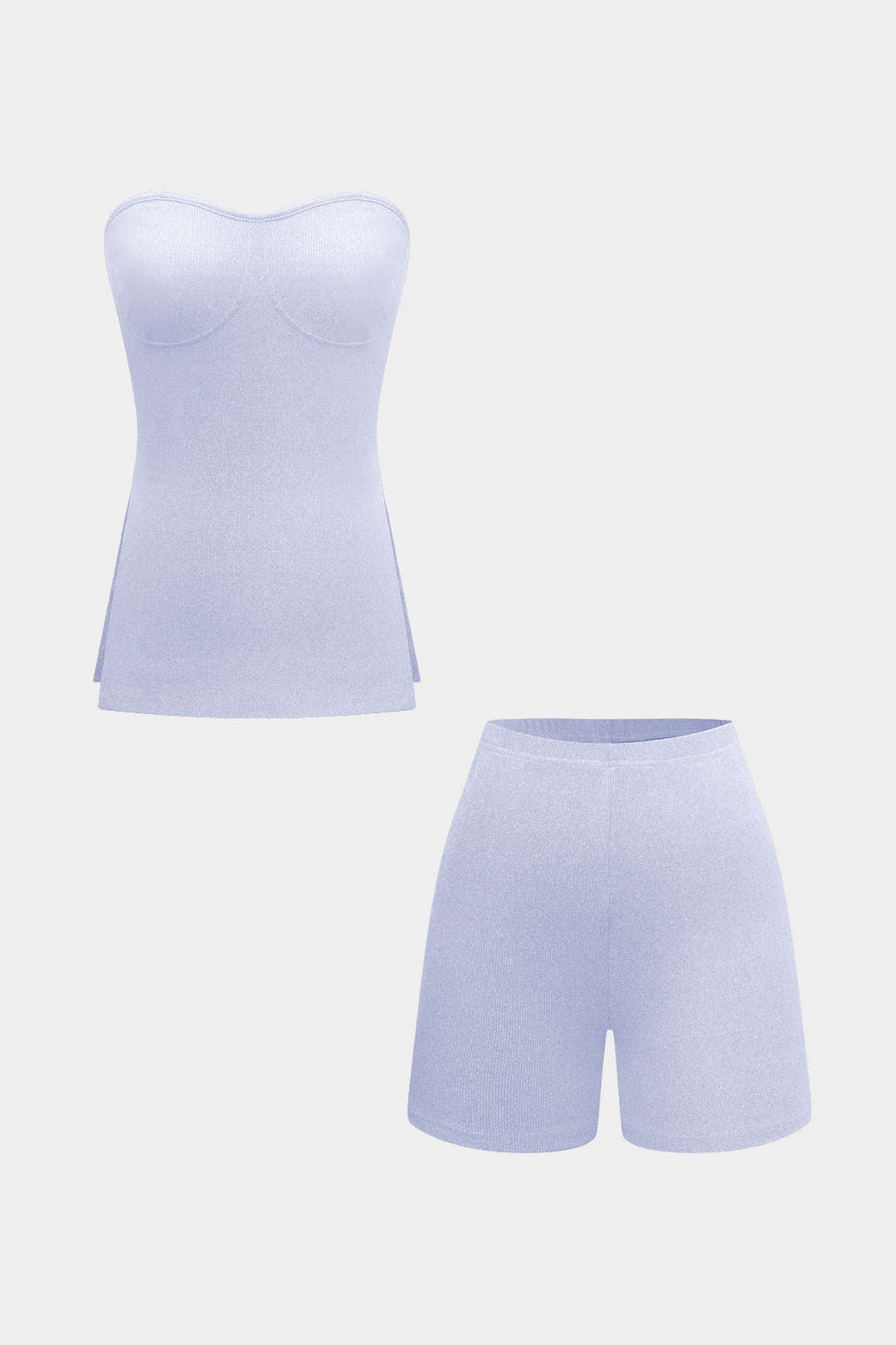 Conjunto Dos Piezas Top Sin Tirantes Y Shorts De Punto