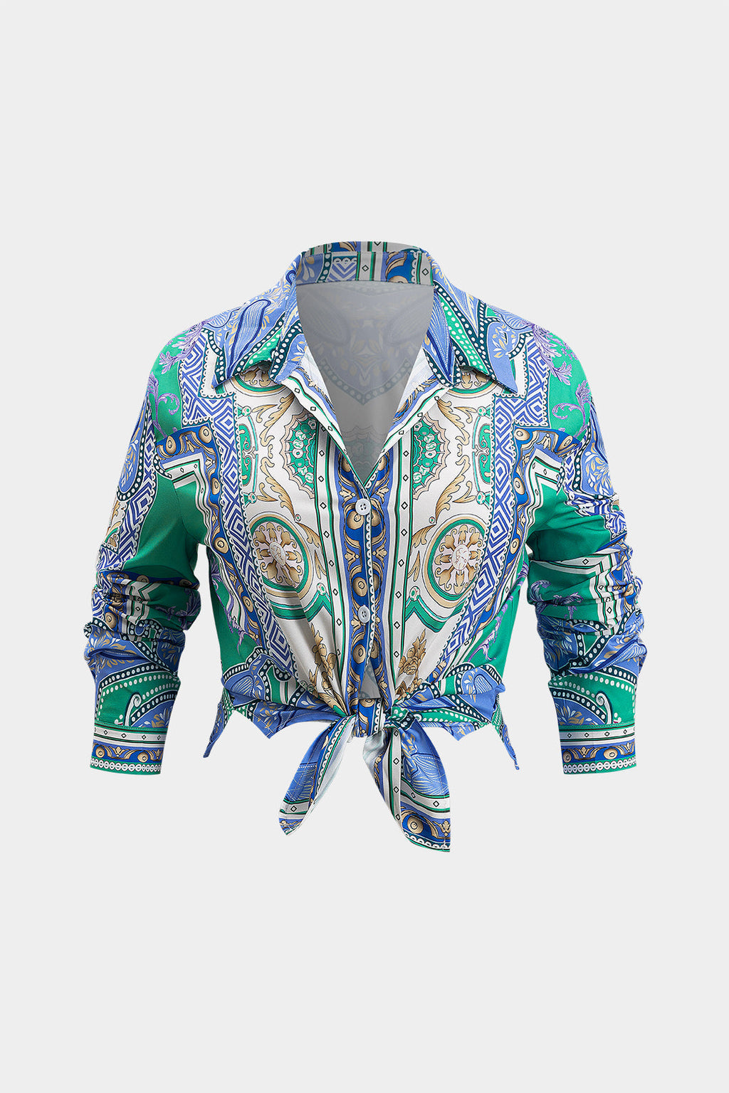 Conjunto Blusa Bohemia Estampada y Shorts con Nudo Mujer