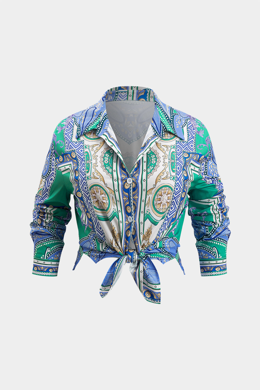 Conjunto Blusa Bohemia Estampada y Shorts con Nudo Mujer