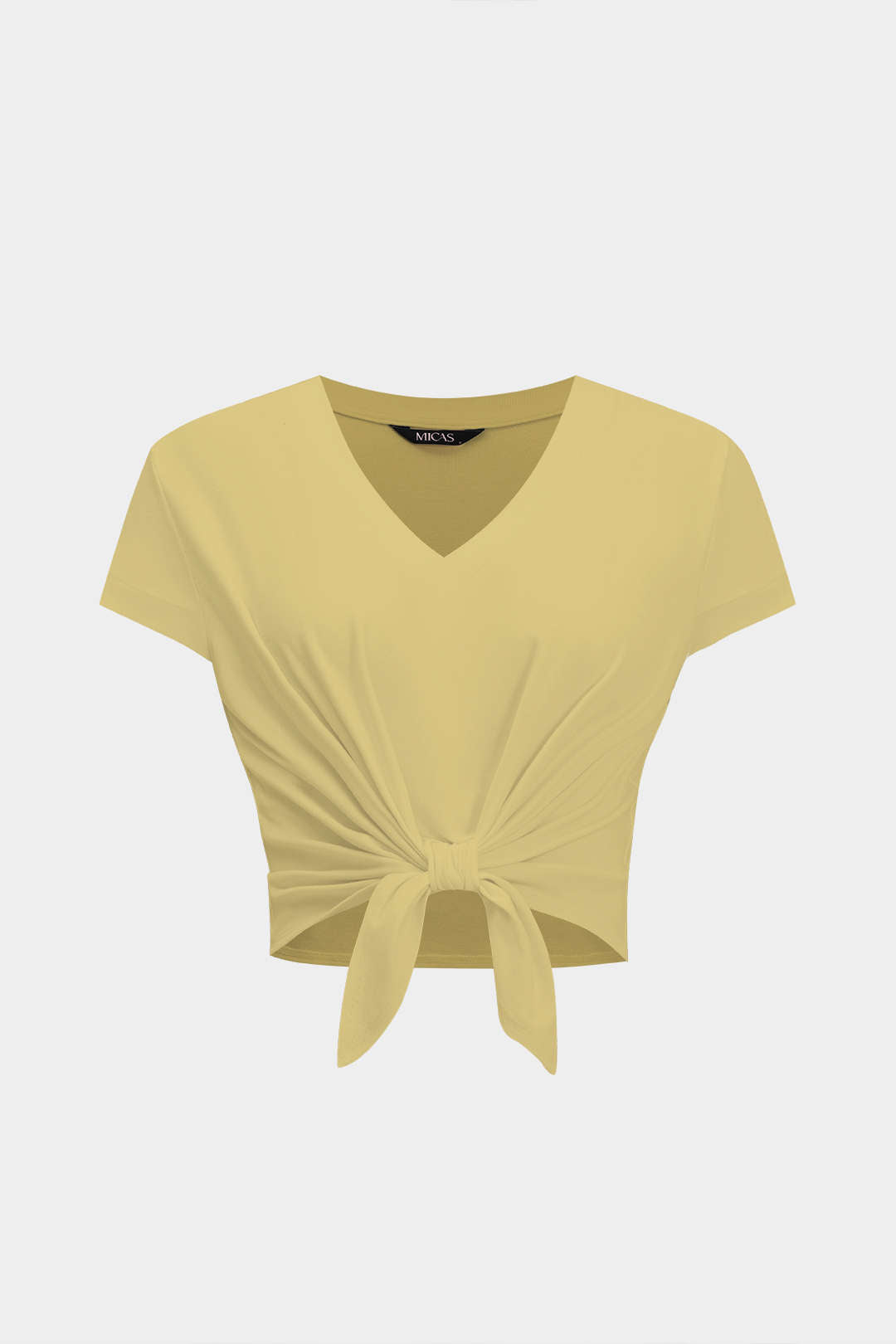 Camiseta Manga Corta Con Lazo Silueta Minimalista Elegante