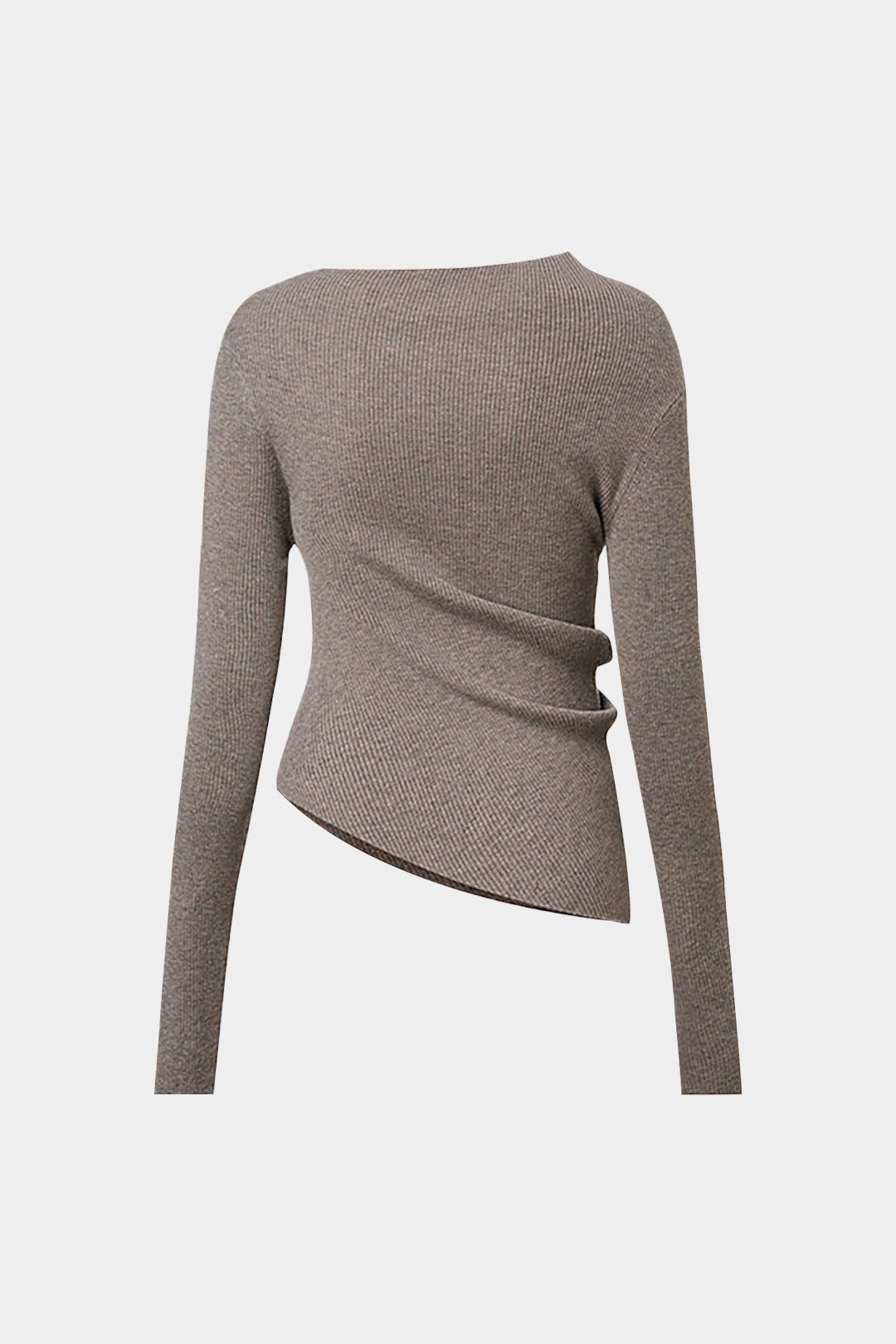 חולצה ארוכת שרוולים עם כתף אסימטרית ועטיפה פרחונית תלת-ממדית 