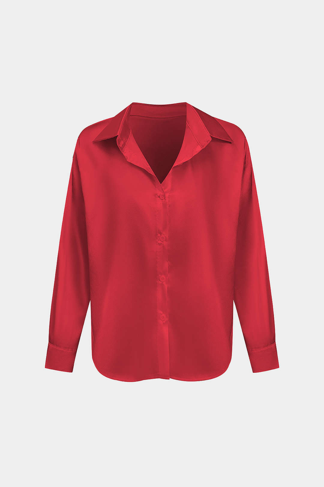 Camisa Satinada De Manga Larga Con Silueta Elegante