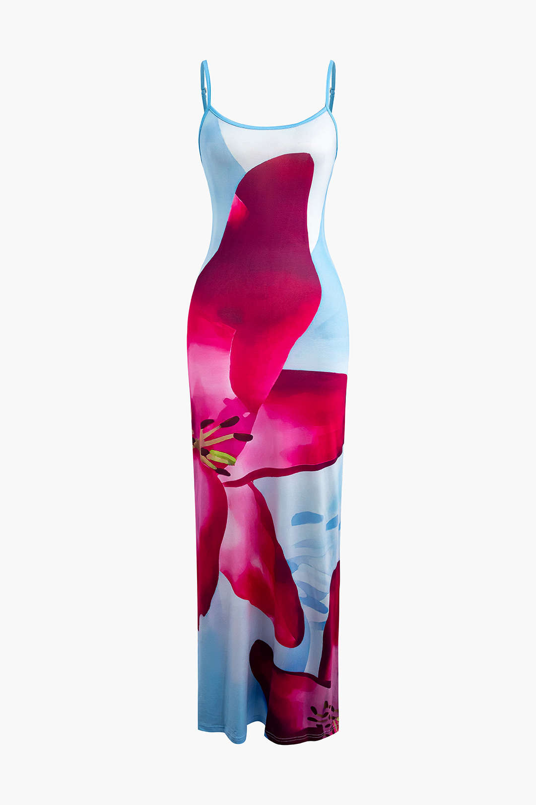 Vestido Maxi Con Tirantes Estampado Floral Elegante Verano