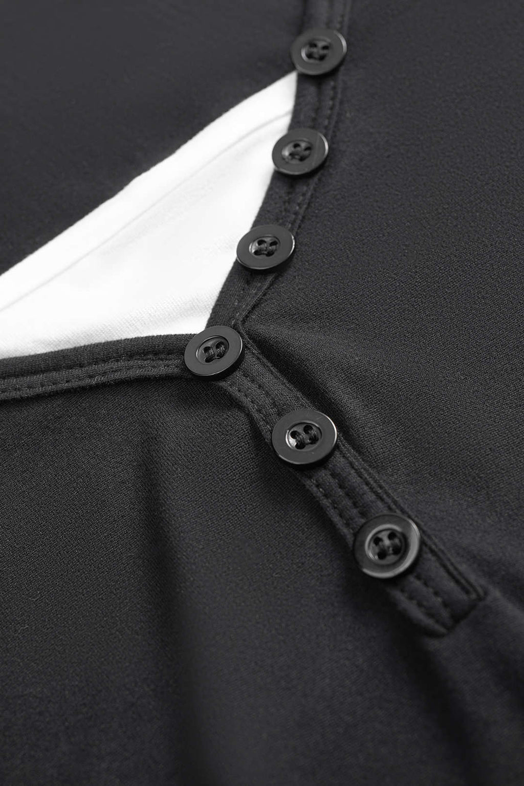 Knit Button Contrast Long-Sleeve Top