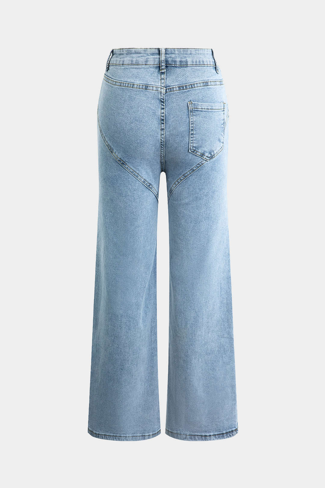 Vaqueros Denim Rectos Con Deshilachado Y Piedras Engastadas