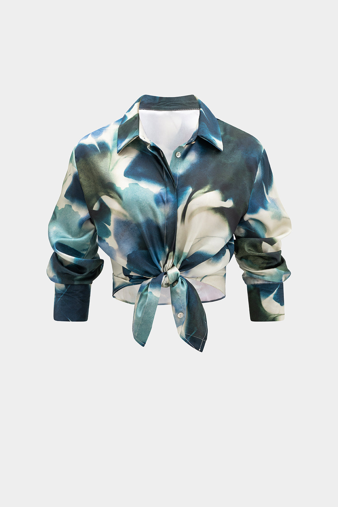 חולצה ארוכת שרוולים עם הדפס אומברה בצבעי מים 