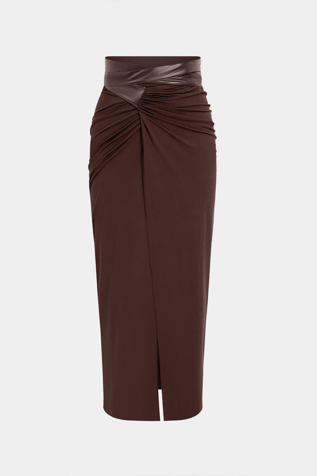 חצאית דמוית עור עם טלאים 