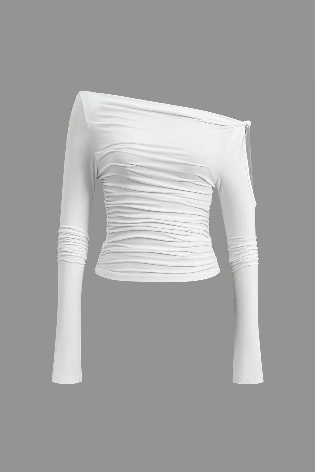 Blusa Recta Detalle Abertura Nudo Twist Manga Larga