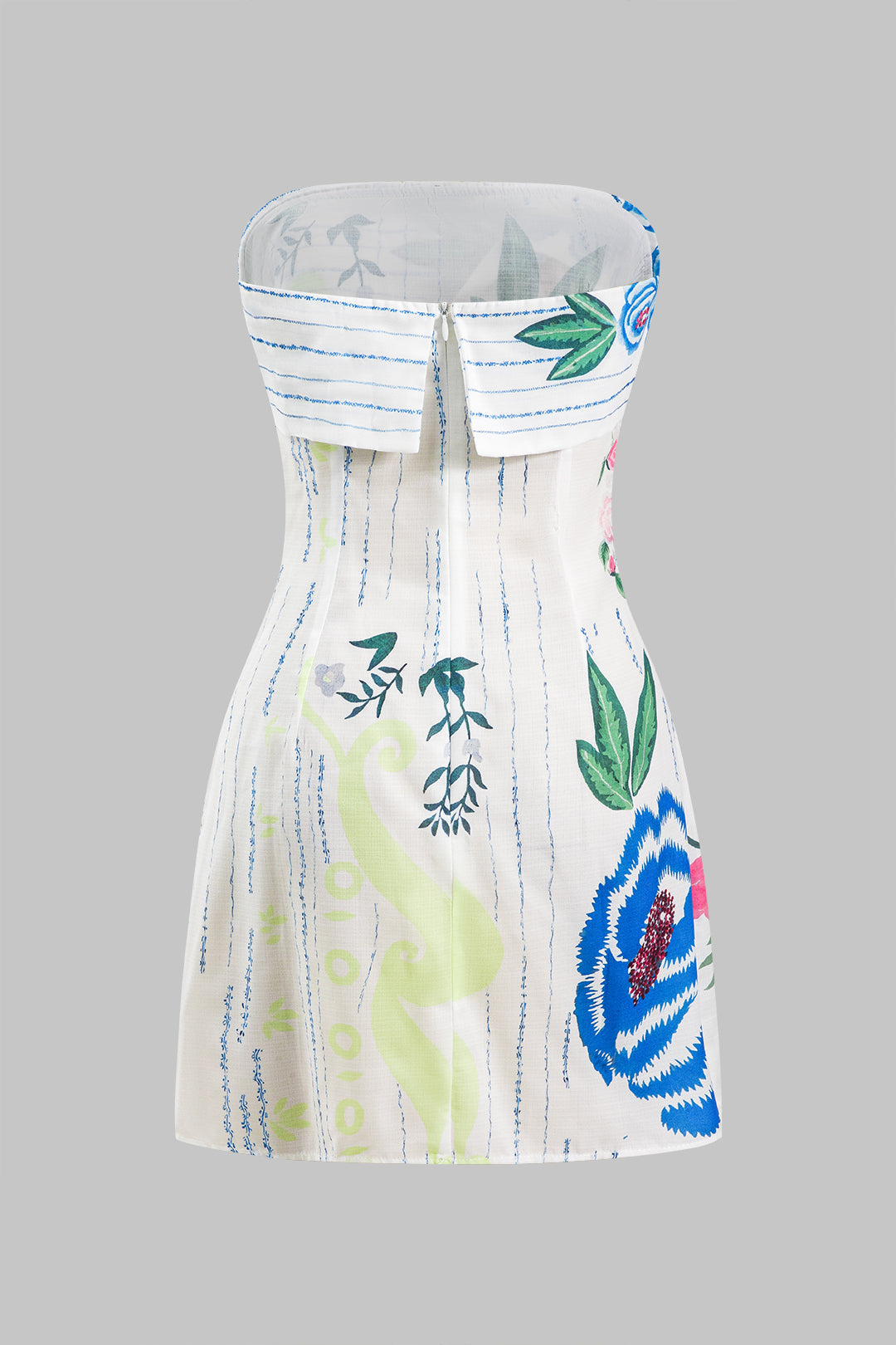Vestido Mini Sin Mangas Con Cierre Estampado Floral