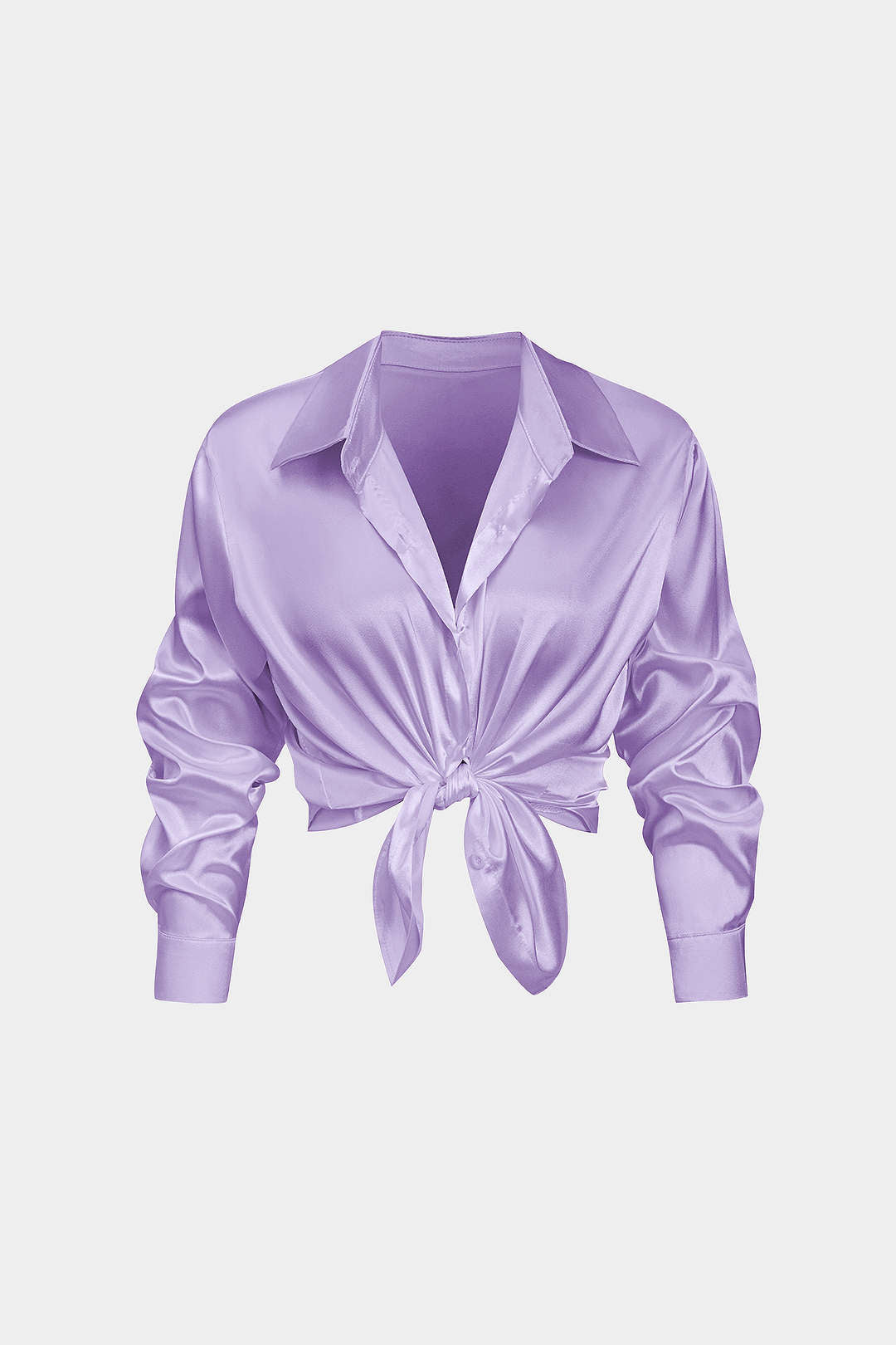 Camisa Satinada De Manga Larga Con Silueta Elegante
