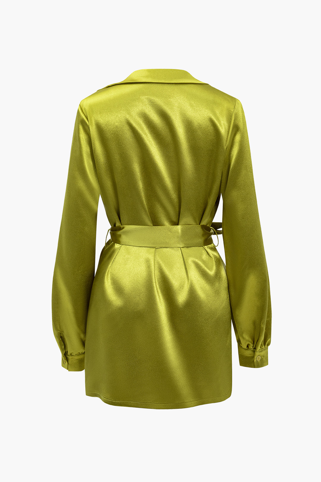 שמלת מיני עם קשירה קדמית וצווארון קפלים וחגורה 