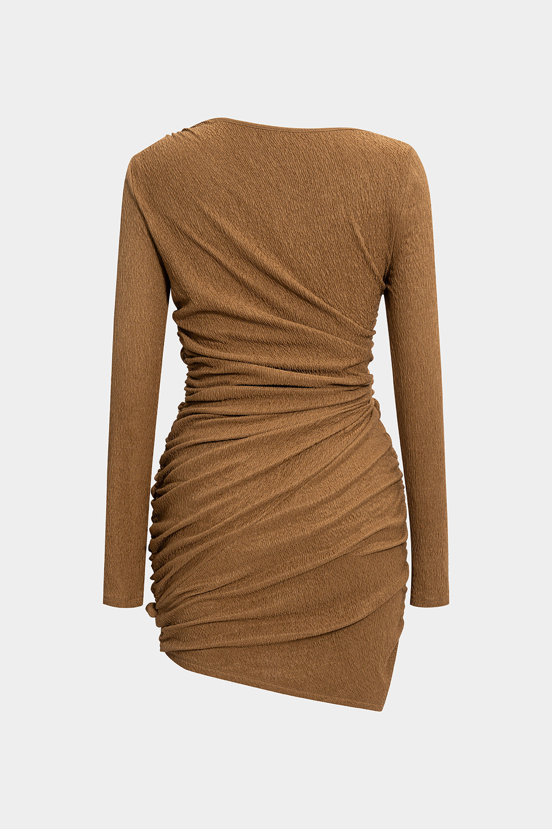 Twist Knot Ruched Asymmetrical Long Sleeve Mini Dress