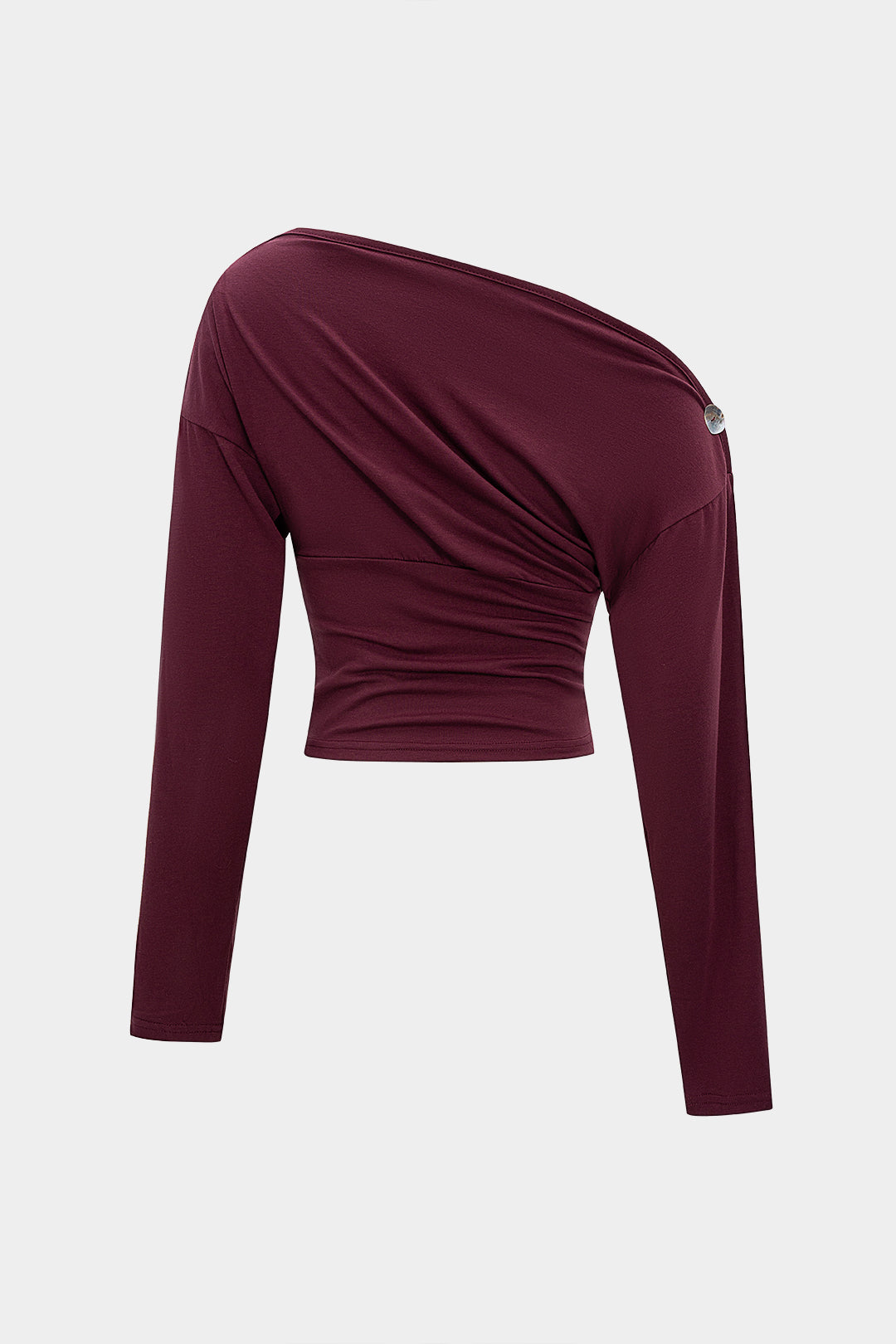 חולצה ארוכת שרוולים עם צווארון א-סימטרי ו כפתורים 