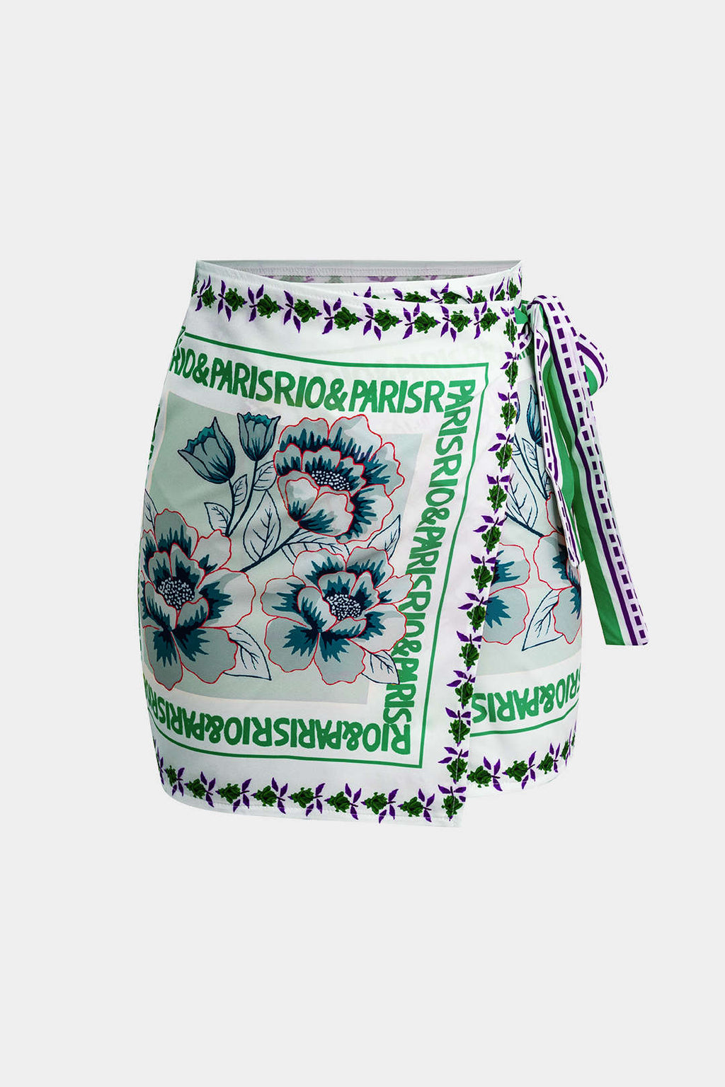 Falda Mini Envolvente Con Nudo Floral Ligera Uso Diario