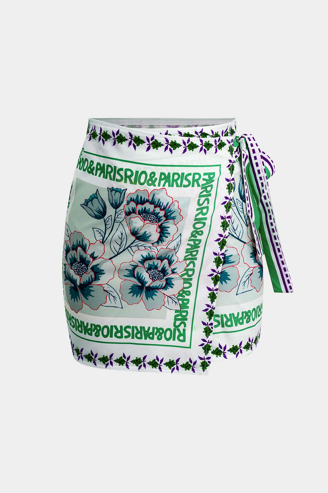 Falda Mini Envolvente Con Nudo Floral Ligera Uso Diario
