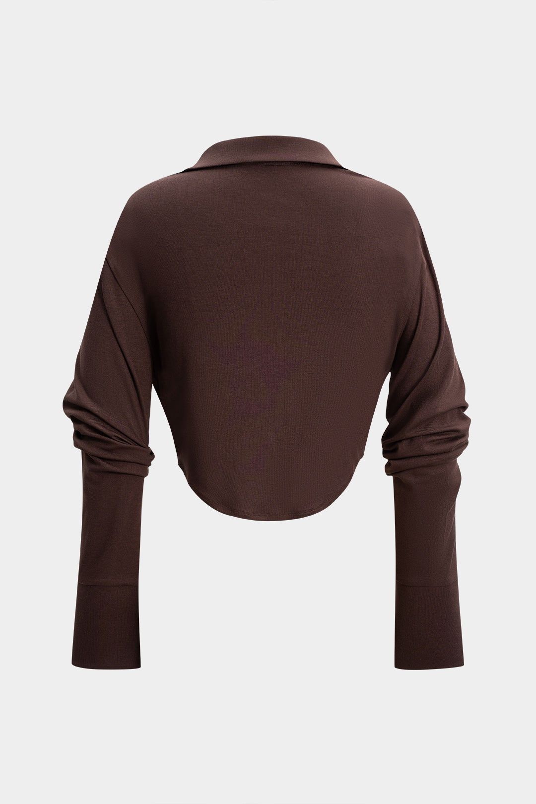 Metallic Chain Draped Cowl Neck Long-Sleeve Top