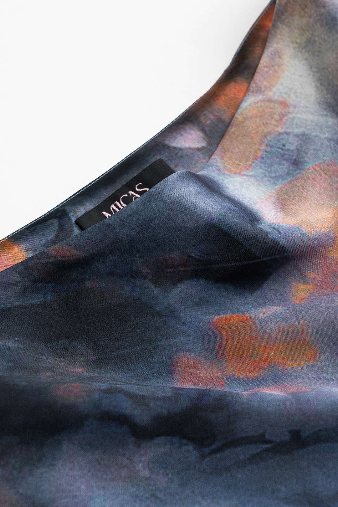 Abstract Tie Dye Print Satin Skirt