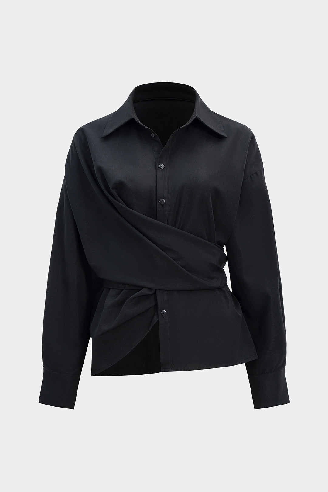 Button Tie-Up Long-Sleeve Shirt