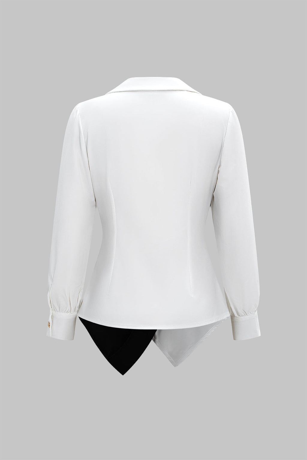 חולצה ארוכת שרוולים עם קפלים וצווארון V בעיצוב מטאלי 