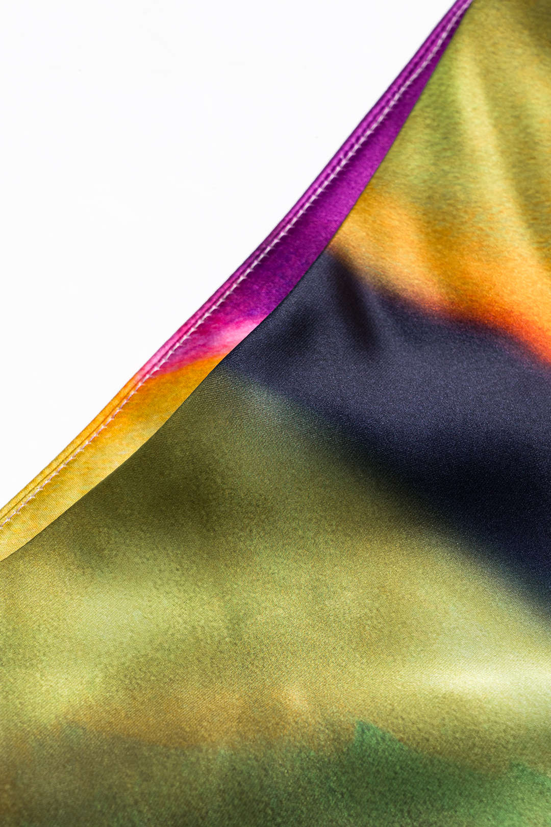 Contrast Print Satin Zipper Skirt