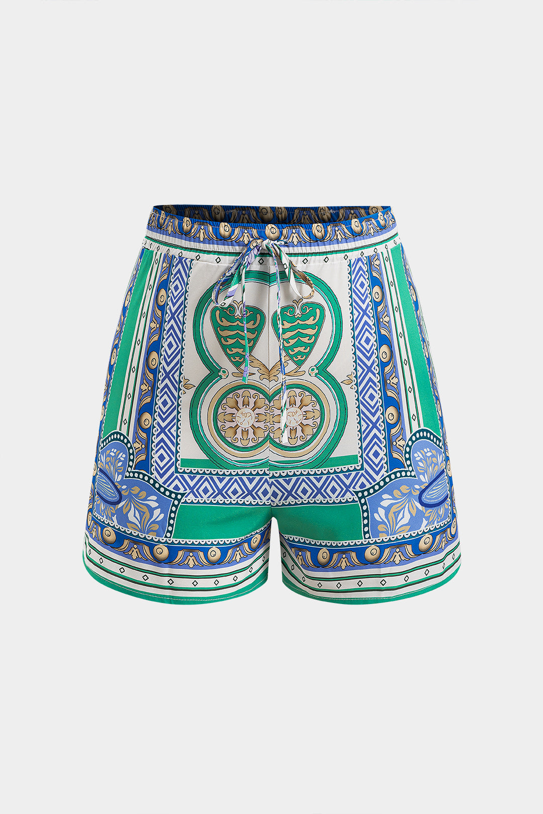 Conjunto Blusa Bohemia Estampada y Shorts con Nudo Mujer