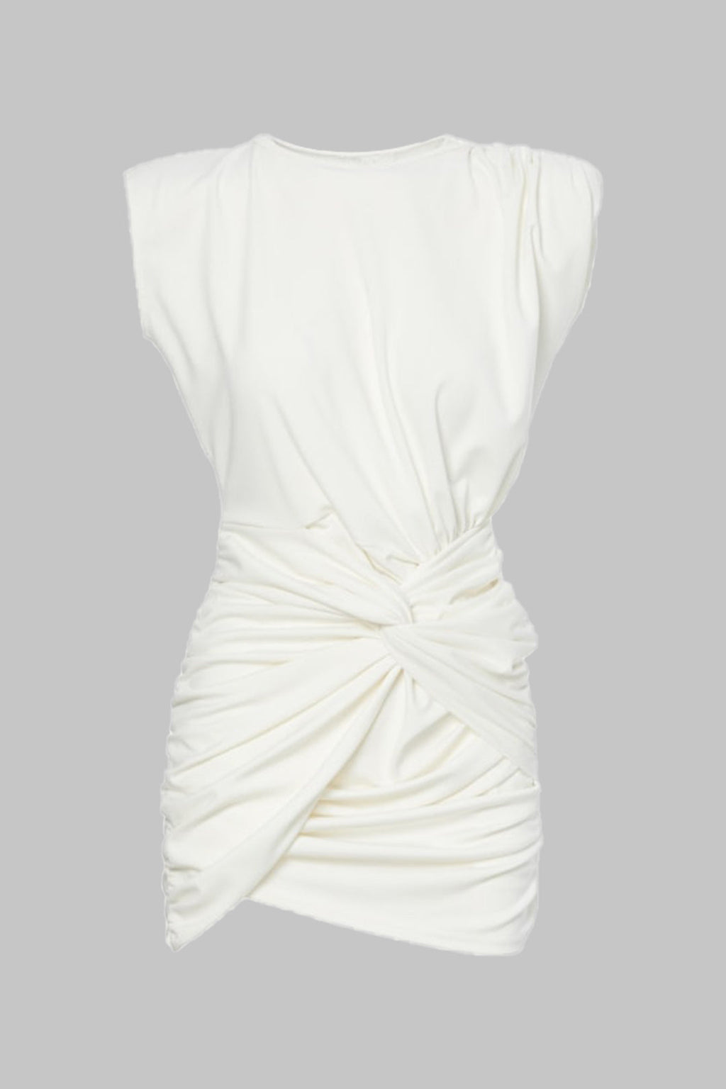 Vestido Mini Blanco Con Volantes Y Nudo Minimalista