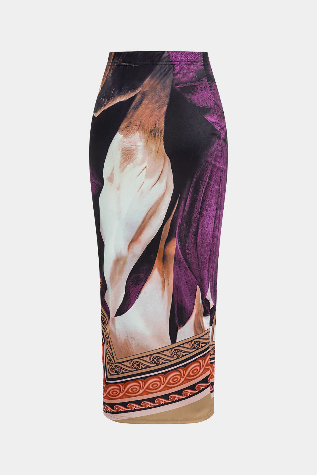 Blusa Manga Larga Estampado Floral Abstracto Falda Midi