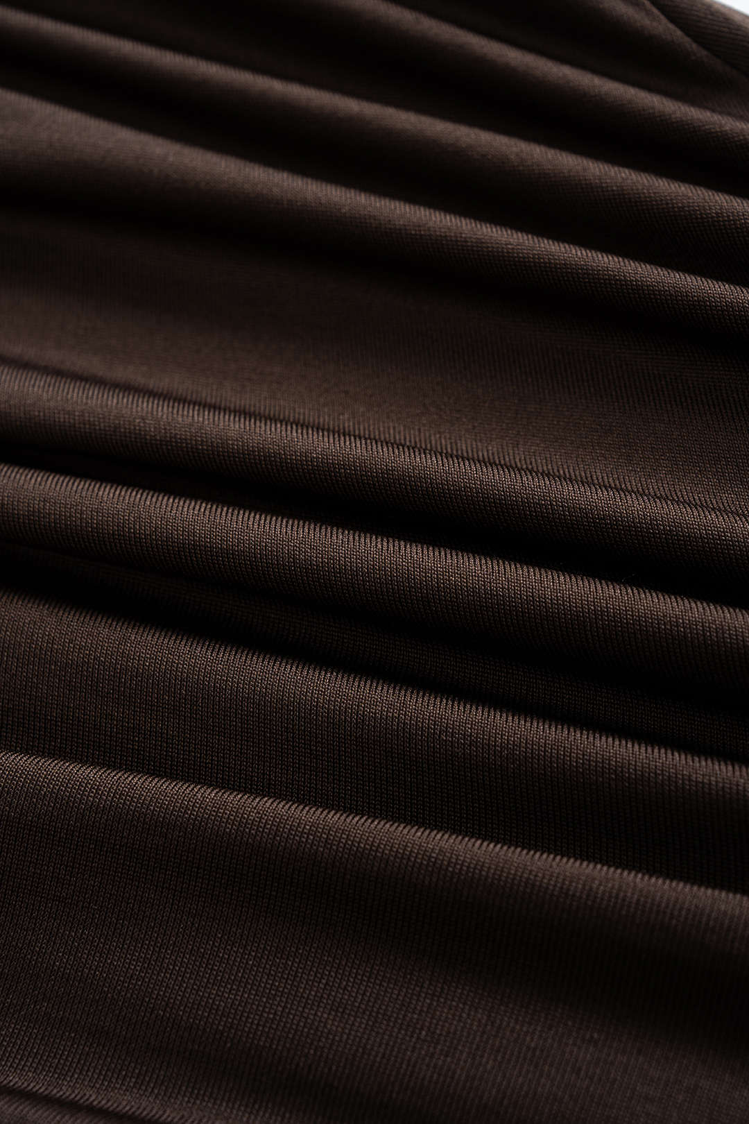 Ruched Drawstring Hooded Long-Sleeve Top